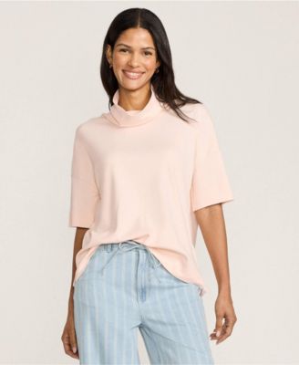 Women's Elbow Sleeve Supima Cotton Relaxed Turtleneck