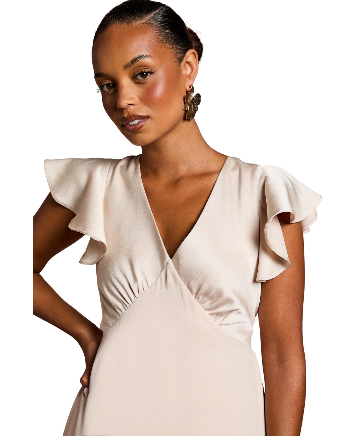 Coast Women's Petite V-Neck Maxi Bridesmaid Dress