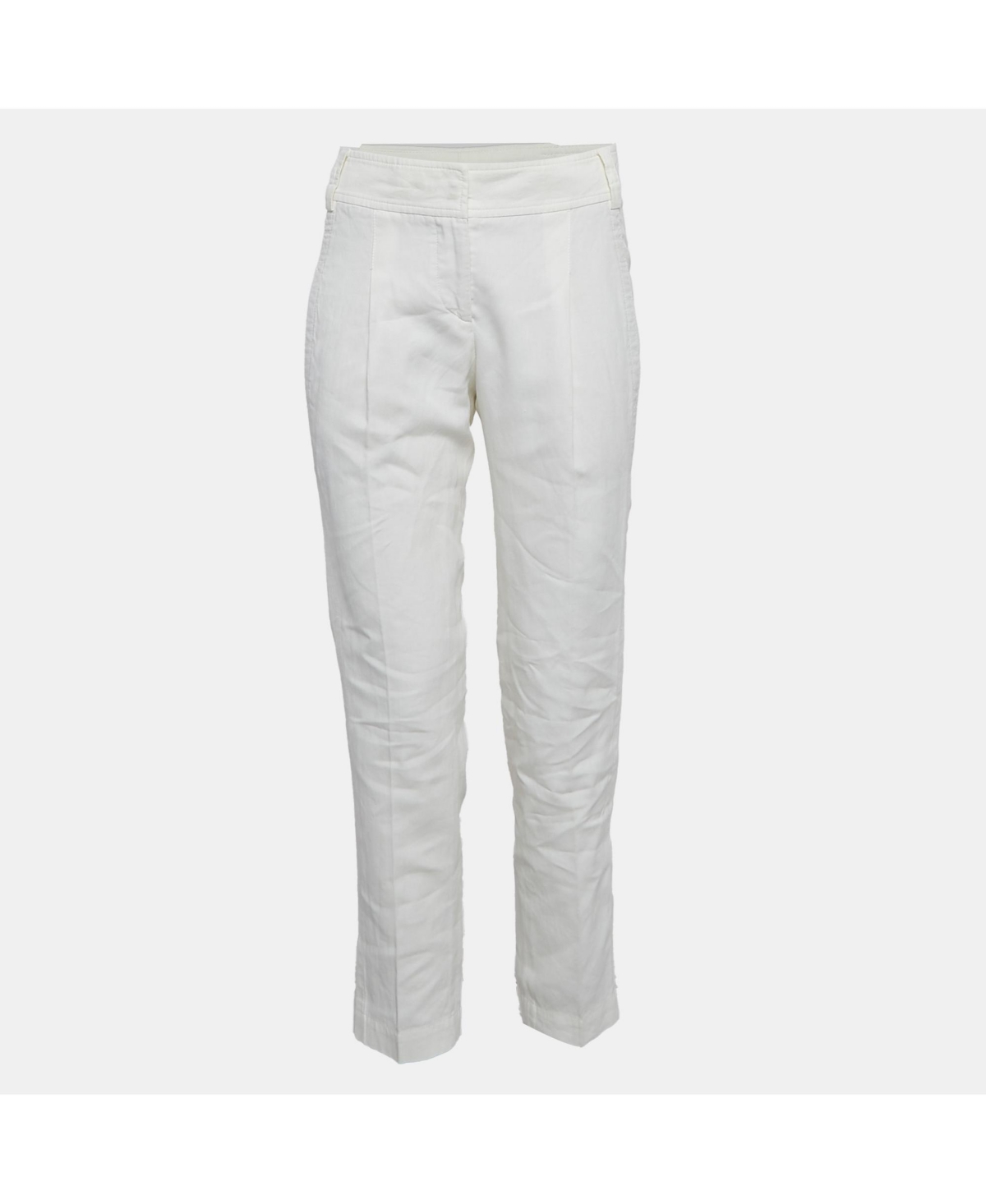 Pre-Owned Brunello Cucinelli Women's White Linen Blend Tapered Trousers