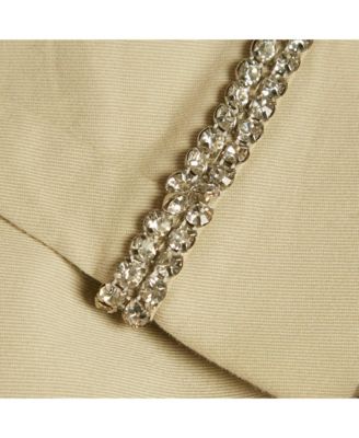 Women's Beige Studded Gabardine Cotton Capri Pants