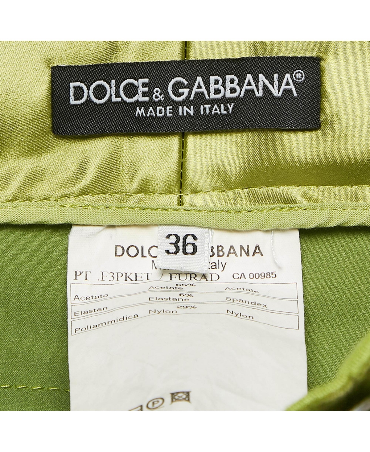 Pre-Owned Dolce & Gabbana Women's Green Satin Trousers