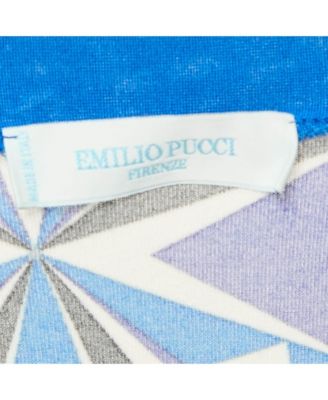 Women's Blue Printed Jersey Round Neck Long Sleeve Top