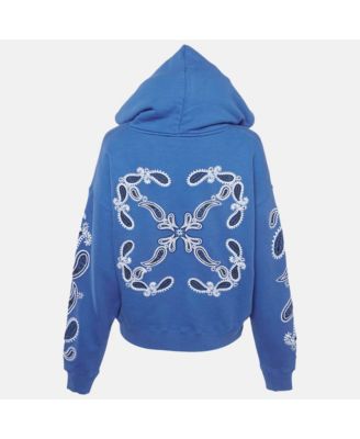 Women's Blue Bandana Art Cotton Hoodie