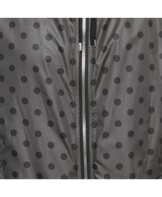 Men's Green Polka Dot Print Synthetic Reversible Zip-Up Jacket