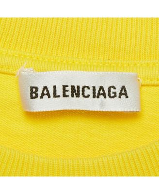 Men's Yellow Logo Print Cotton Crewneck T-Shirt