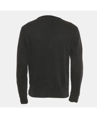 Women's Black Embroidered Cotton Crewneck Sweatshirt