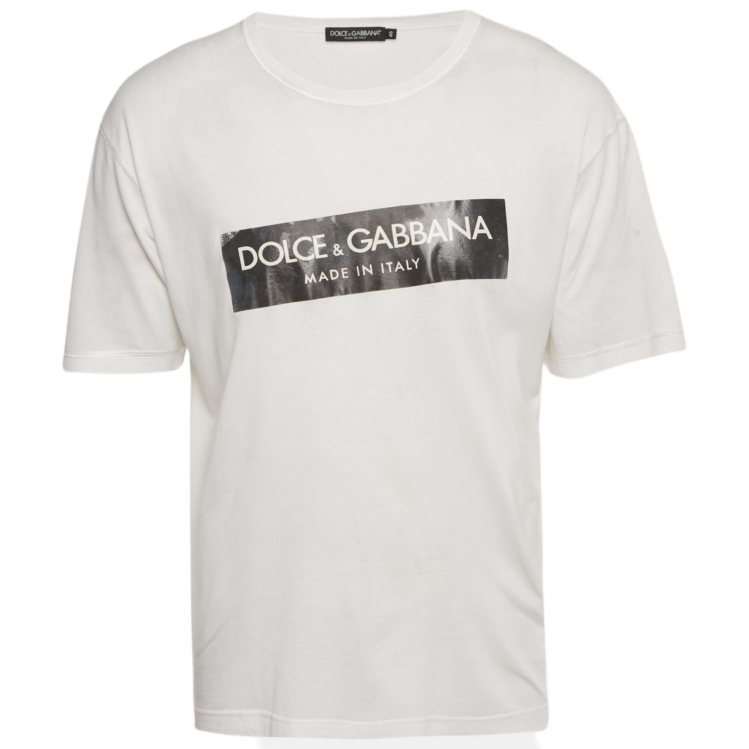 Men's White Logo Print Jersey Crewneck T-Shirt