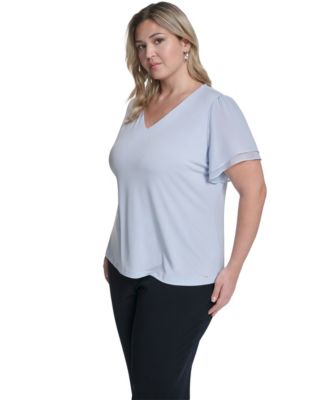 Plus Size V-Neck Pull-On Top