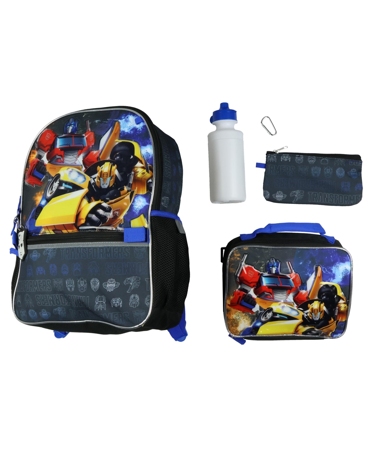 Transformers Backpack Optimus Prime and Bumblebee 5 Piece Tote Bag Set