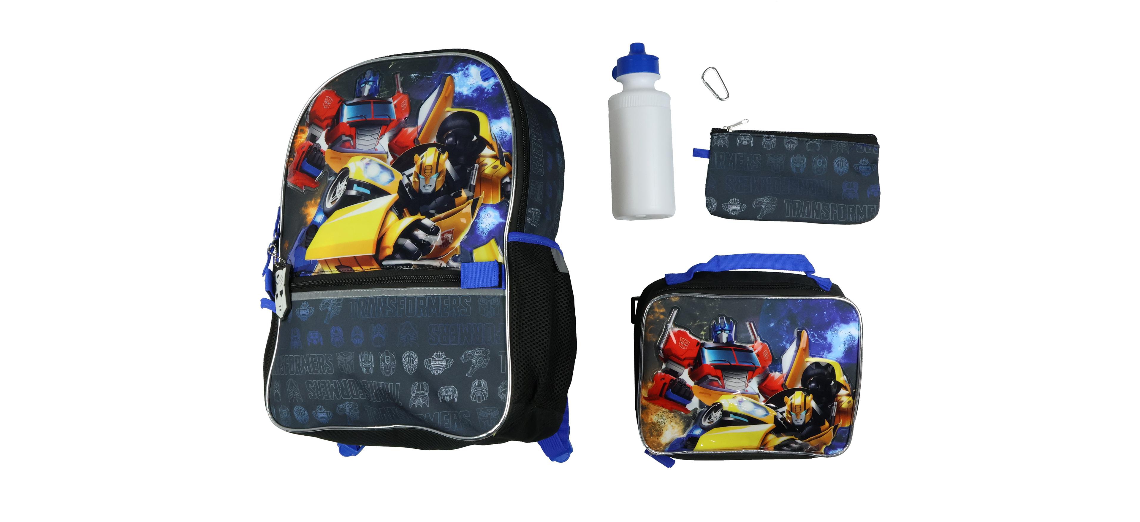 Transformers Backpack Optimus Prime and Bumblebee 5 Piece Tote Bag Set