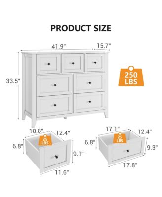 7 Drawers Dresser for Bedroom, Farmhouse Wood Dressers & Chest of Drawers for Clothes