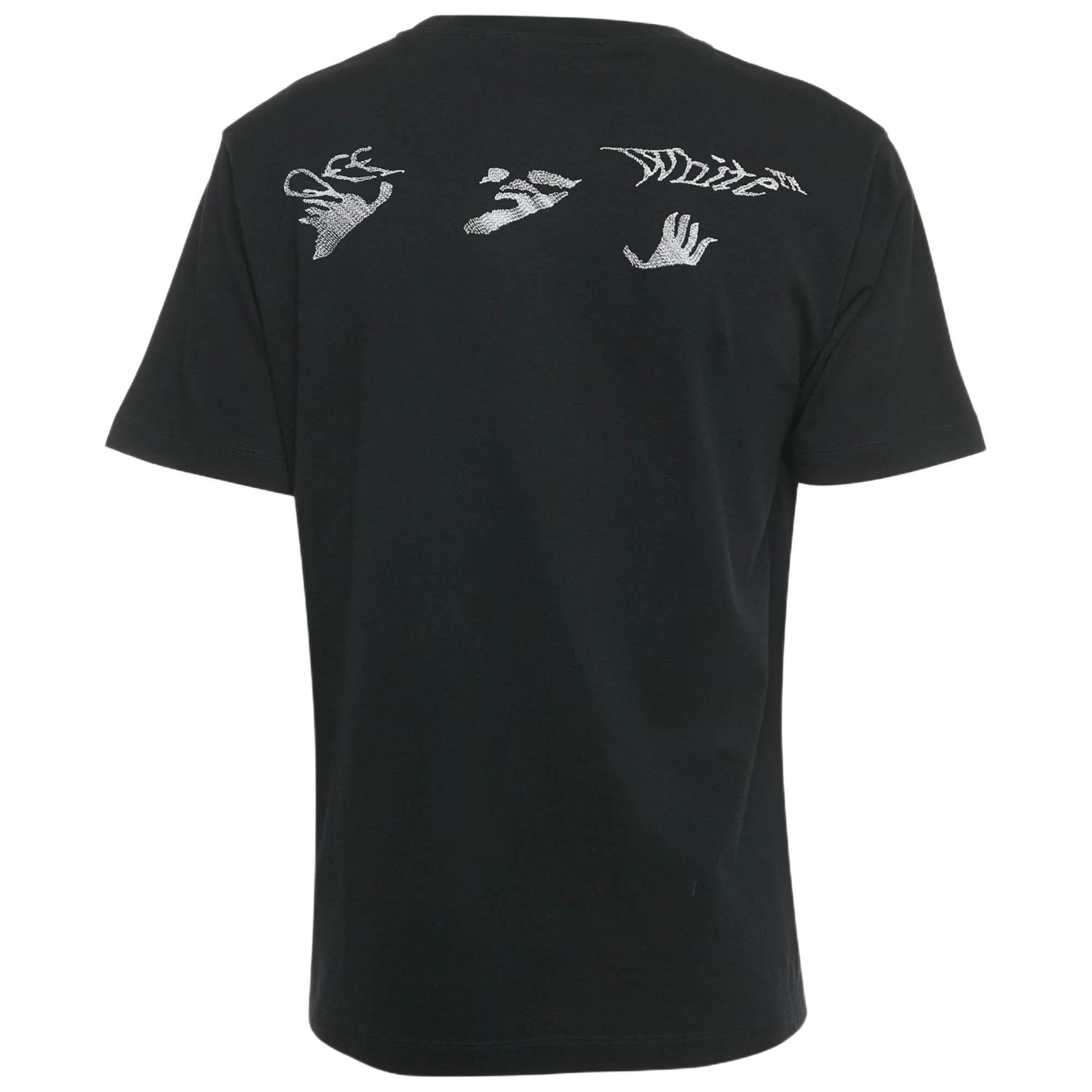 Men's Black Logo Embroidered Cotton Crewneck T-Shirt