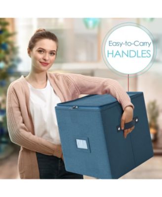 Christmas Ornament Storage Box With 4 Inner Tray Dividers - Non-Woven Ornament Storage Container For 64 Holiday Ornaments or Decorations