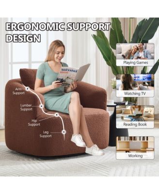 Boyelliving Mid-Century Modern Accent Chair, Armchair Living Room Chair, Comfy Single Sofa Chair, Polyester Fabric Chair for Living Room