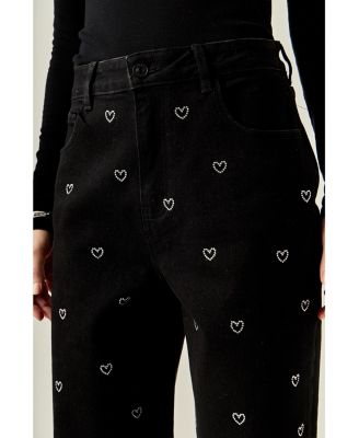 Women's Rhinestone Heart Jeans