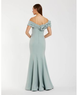 Women's 3D Floral Crepe Off The Shoulder Gown.