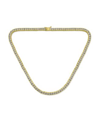 Princess-Cut CZ Tennis Necklace & 1CT Square CZ Stud Earrings Jewelry Set Gold-Tone Plated