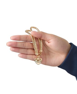 Layered Heart Bracelet - Gold Tone