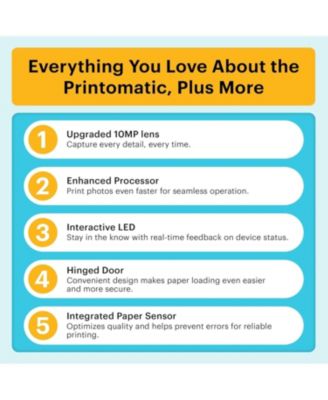 Printomatic+ Instant Print Camera 10MP, RGB LED, Zink Photo Prints