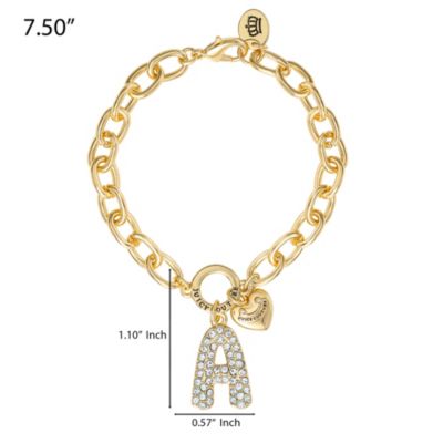Pave Initial Charm Bracelet - 7.5'' Gold Tone Link