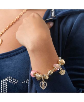 Multi Charm Beaded Chain Bracelet, Gold Tone with Accents