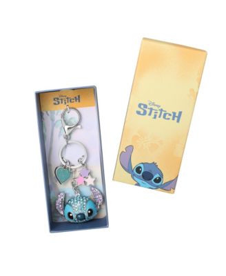 Stitch Pave Crystal Keychain with Heart & Star Charms