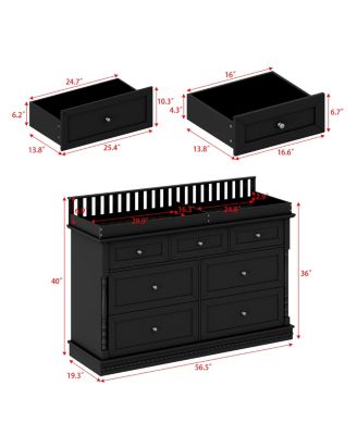 Changing Table with 7-Drawers, Guardrail Top, Anti-Tip Safety Feature