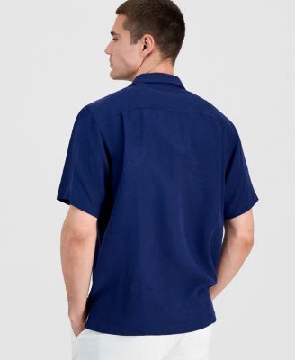 Men's Coastal La Mer Short-Sleeve Island Floral Jacquard Shirt