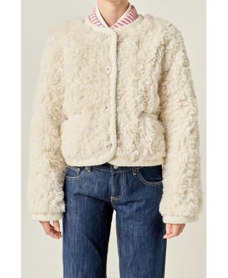 Women's Knit Trim Teddy Jacket