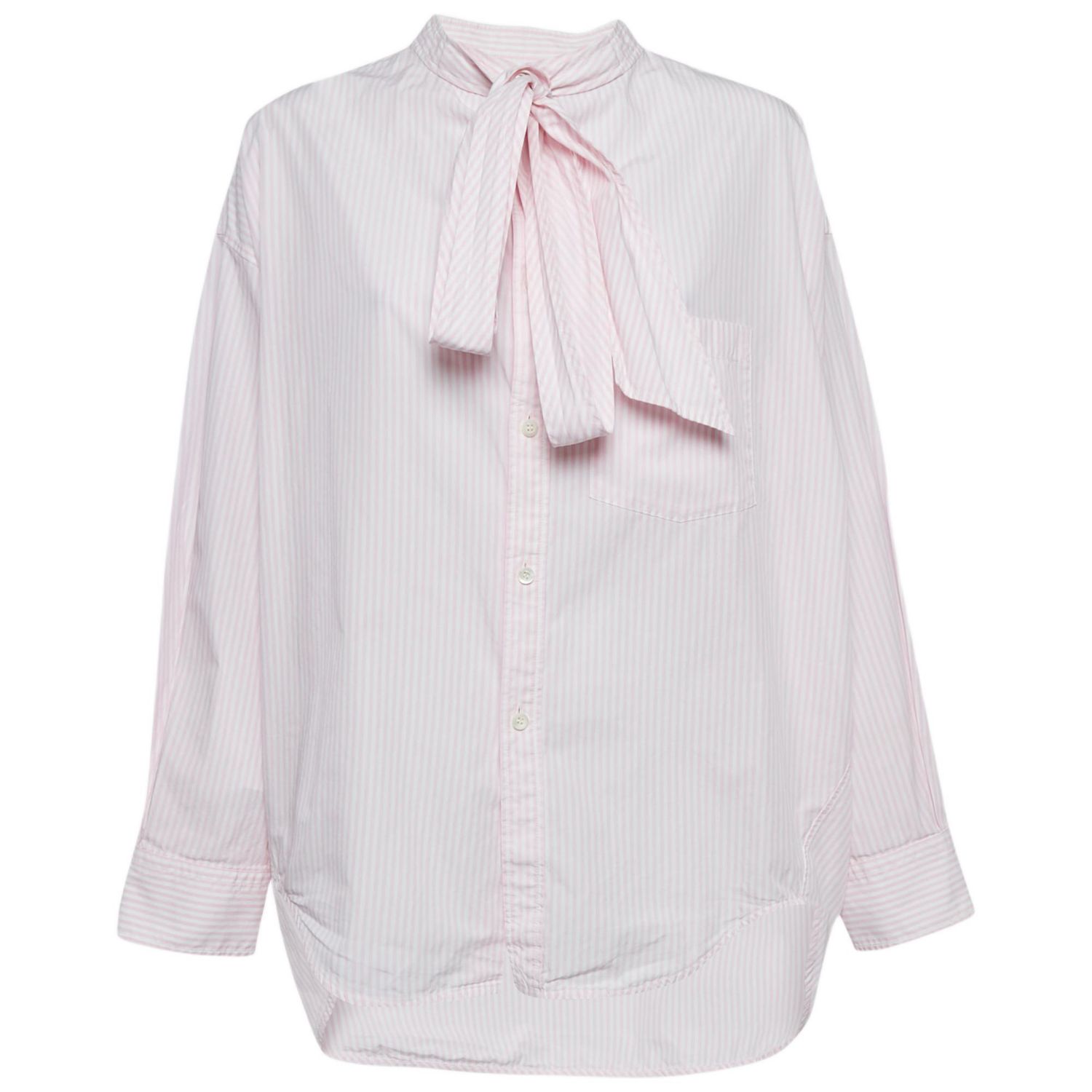 Women's Stripe Cotton Neck Tie Detail Oversized Shirt