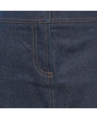 Women's Vintage Navy Blue Applique Denim Pencil Skirt