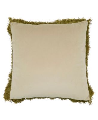 Velvet Fringe Down Filled Decorative Pillow, 18" x 18"