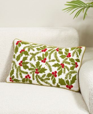 Holly Poly Filled Decorative Pillow, 12" x 20"