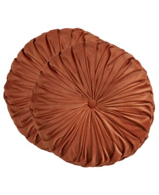 Round Velvet Pintucked Poly Filled 2-Pc. Decorative Pillow, 14" x 14"