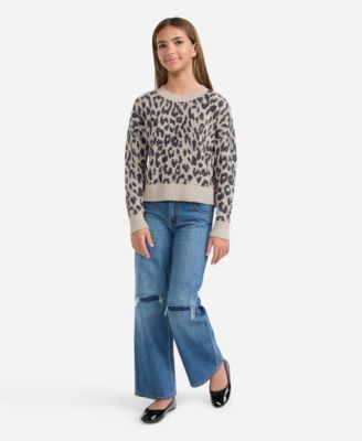 Girls' Leopard Crew Sweater