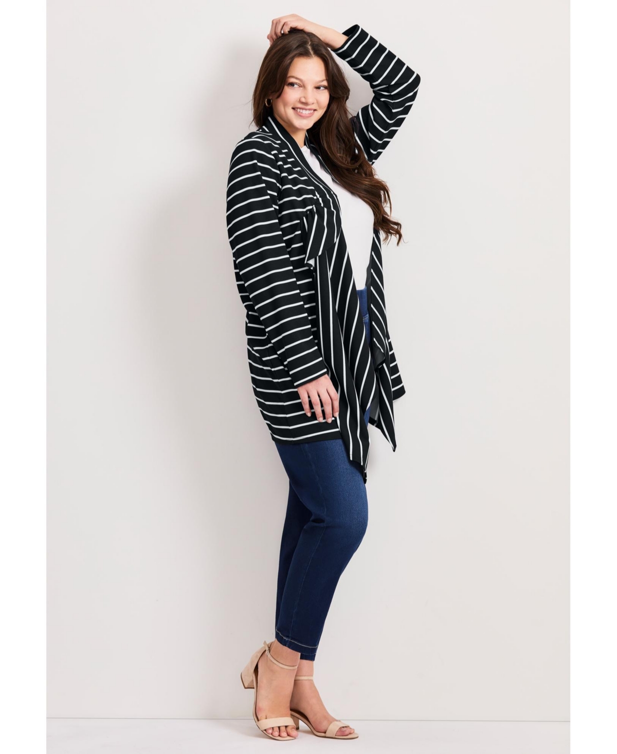 Avenue Women's Striped Cascade Cardigan