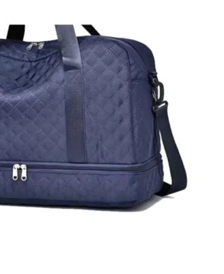 Three-dimensional Diamond Patterned Small Square Tote, Crossbody bag with Dry Wet Separation & Double-sided Pockets