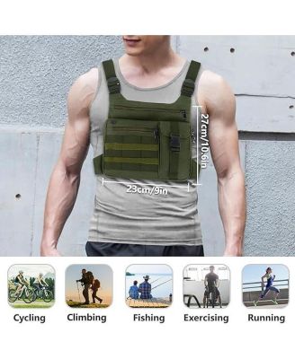 Tactical Chest Pack: Lightweight Water-Resistant Running Bag For Outdoor Sports & Hiking EDC - Men & Women (Olive Green).