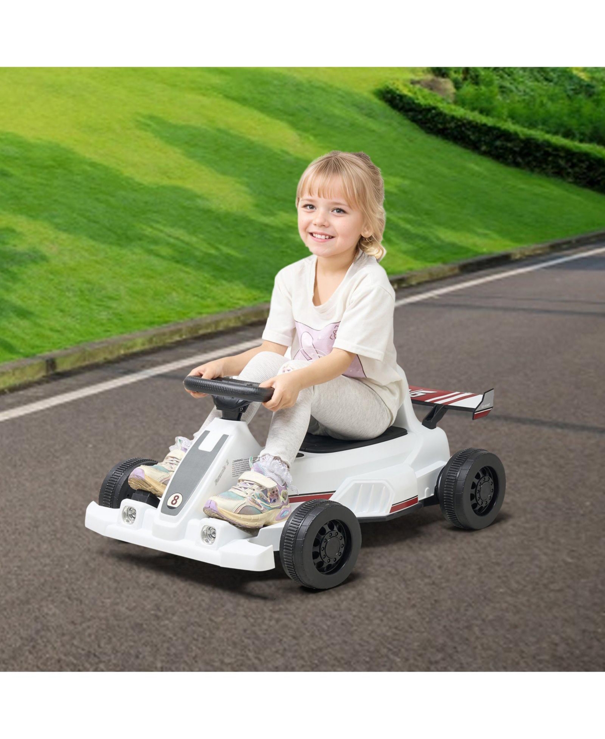 Mecale Electric Go Kart, 6V Battery, 2 Mph Speed, Pedal Racing Toy for Kids 2+, Led Headlight, Horn, Anti-Slip Tires, Max Load 44 lbs