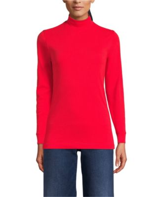 Women's Relaxed Cotton Long Sleeve Mock Turtleneck