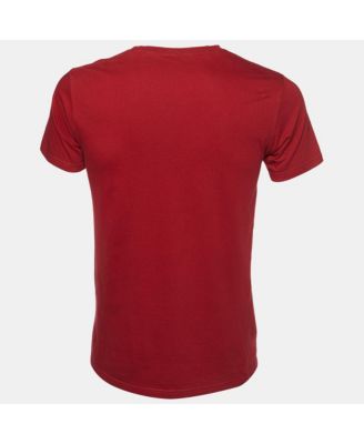 Men's Red Logo Print Cotton Crew Neck T-Shirt