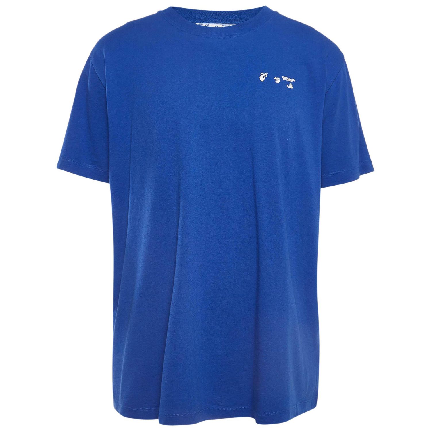 Men's Blue Logo Print Cotton T-Shirt