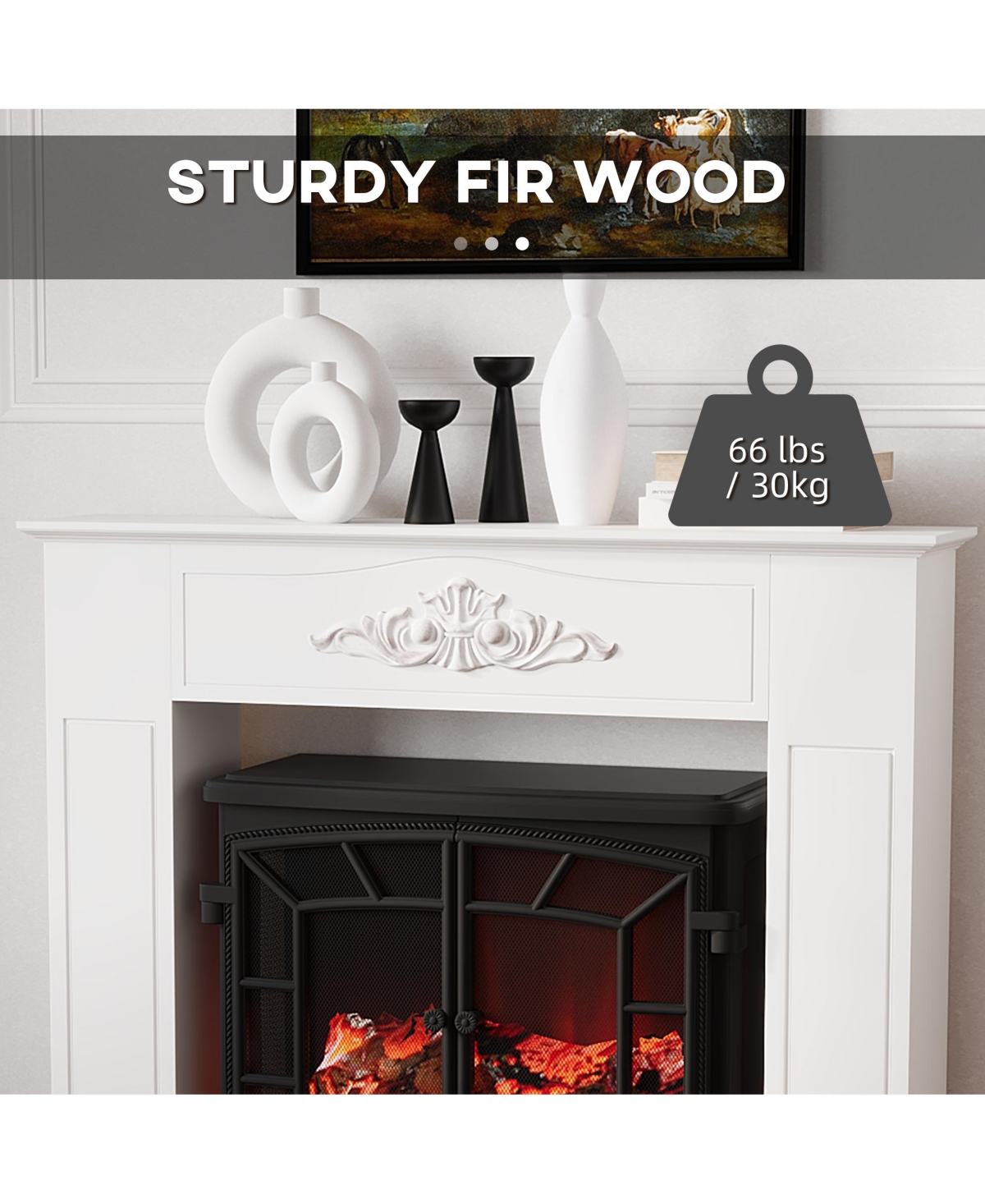 Homcom Freestanding Wood Mantel Surround for Electric Fireplace Stove