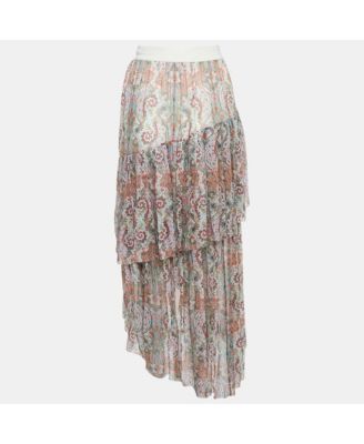 Women's Paisley Print Chiffon Tiered Midi Skirt