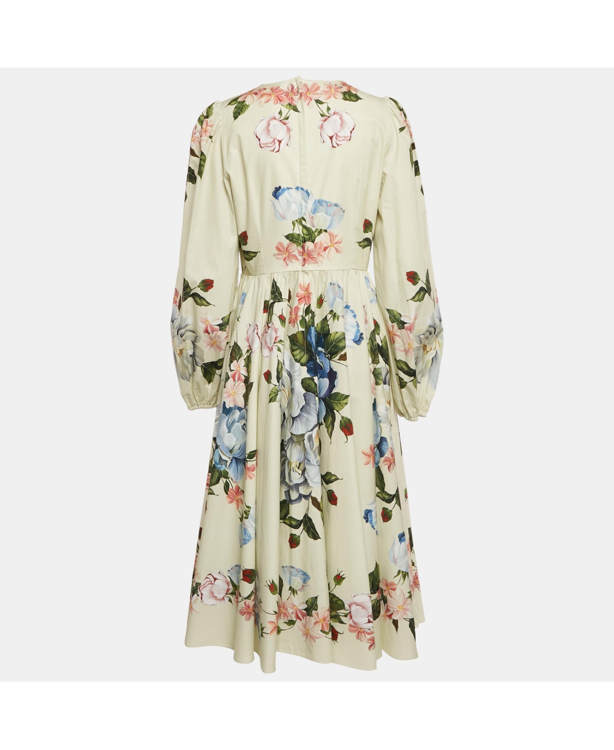 Pre-Owned Dolce & Gabbana Women's Light Green Floral Print Cotton Midi Dress