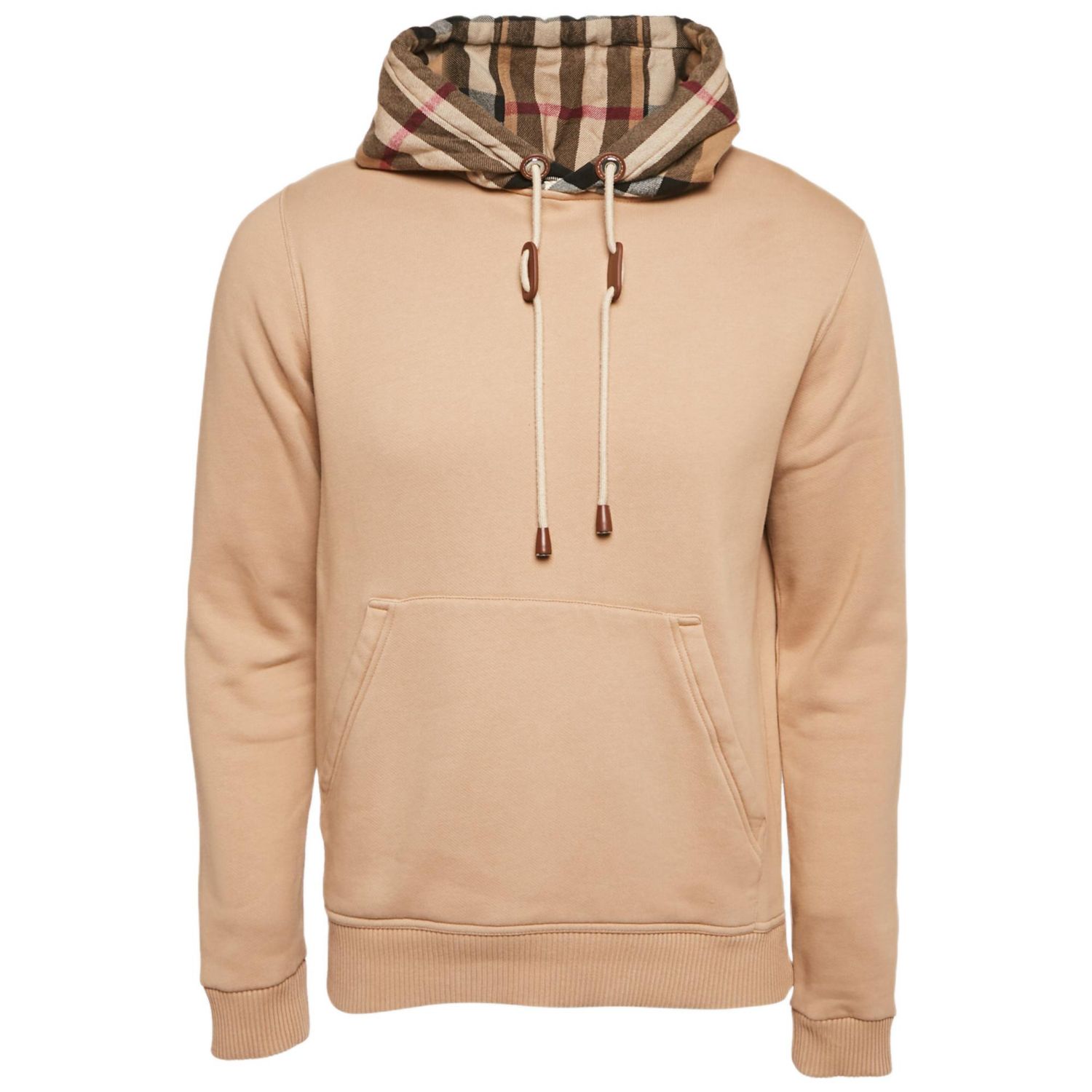 Women's Beige Logo Applique Cotton Knit Zip-Up Hoodie