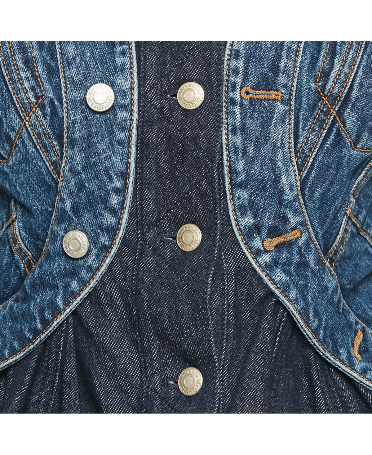 Pre-Owned Alexander Mcqueen Women's Blue Denim Jacket And Skirt Set