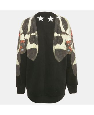 Women's Black Butterfly Print Cotton Sweatshirt