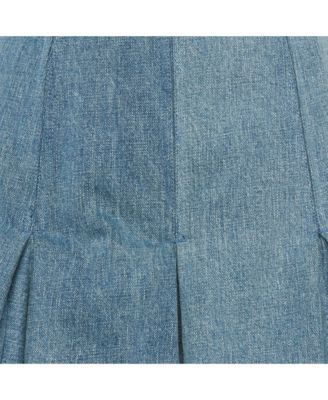 Women's Pleated Denim Mini Skirt