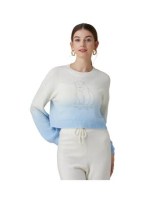 Women's Polar Bear Cropped Cashmere Sweater (With Crystal Touch)